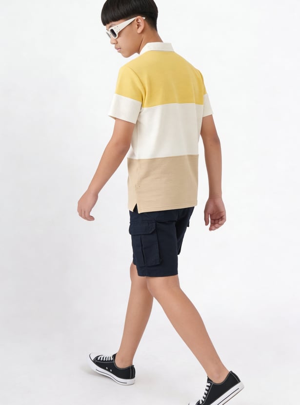 FAME FOREVER Boys Colourblock Polo T-shirt