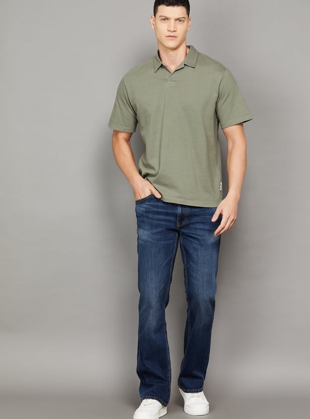 JACK & JONES Textured Johnny Collar T-shirt