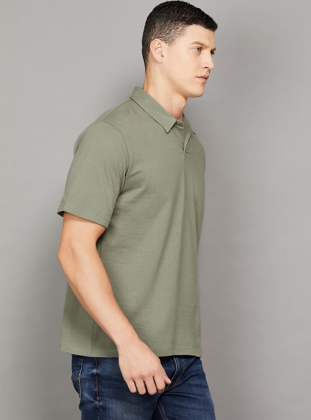 JACK & JONES Textured Johnny Collar T-shirt