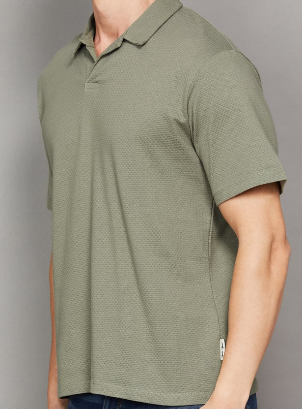 JACK & JONES Textured Johnny Collar T-shirt