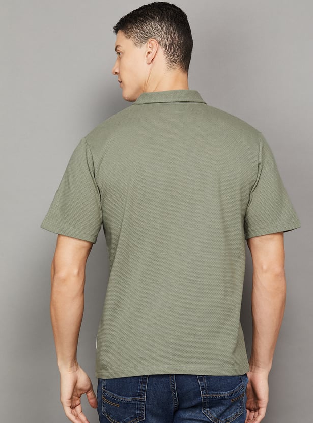 JACK & JONES Textured Johnny Collar T-shirt