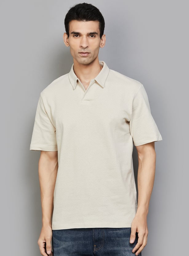 JACK & JONES Textured Johnny Collar T-shirt
