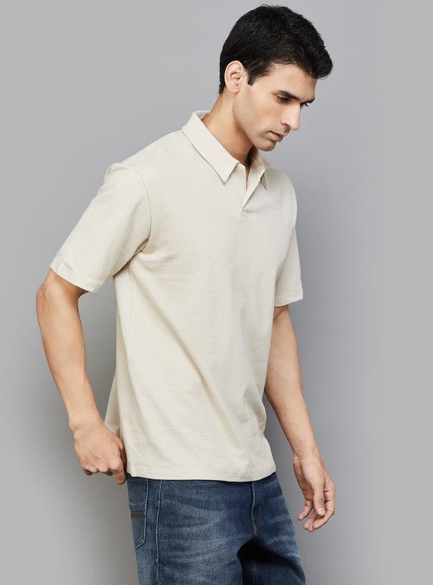 JACK & JONES Textured Johnny Collar T-shirt