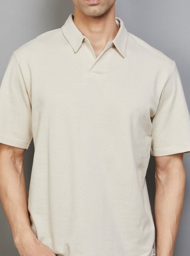 JACK & JONES Textured Johnny Collar T-shirt