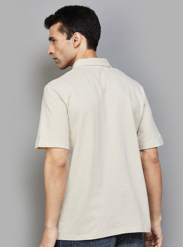 JACK & JONES Textured Johnny Collar T-shirt
