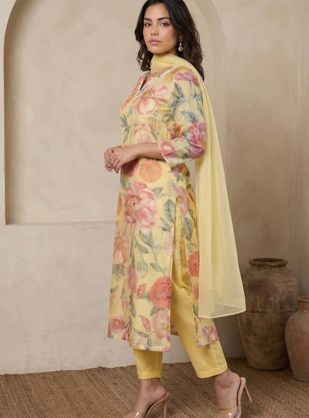 W Floral Print Straight Kurta Set