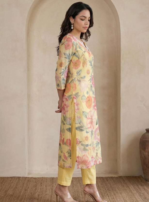 W Floral Print Straight Kurta Set