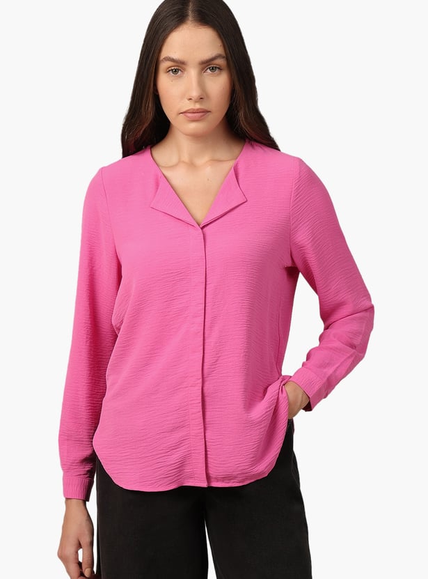 VERO MODA Textured Cuban Collar Shirt