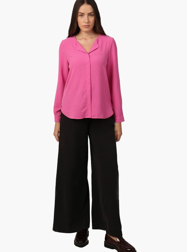 VERO MODA Textured Cuban Collar Shirt