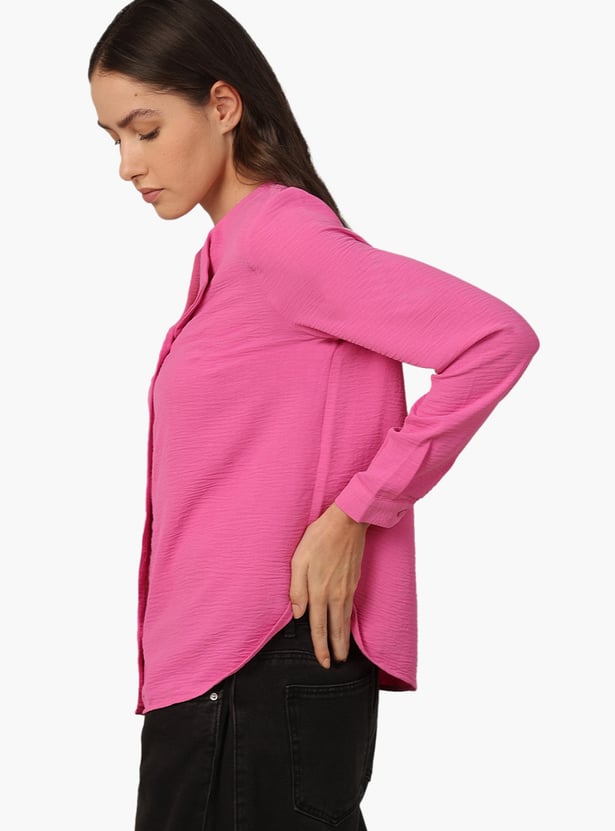 VERO MODA Textured Cuban Collar Shirt