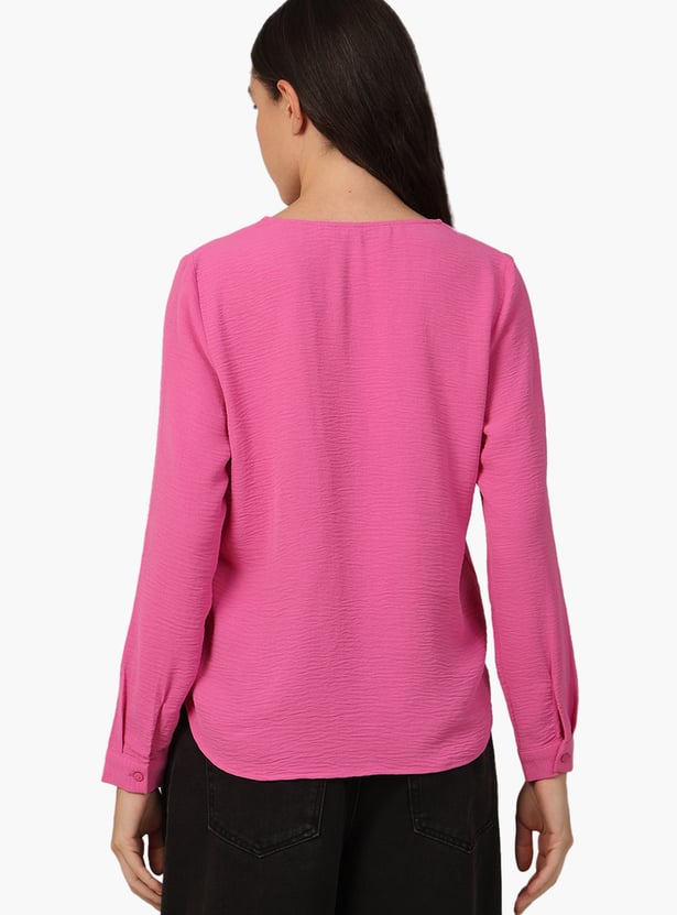 VERO MODA Textured Cuban Collar Shirt