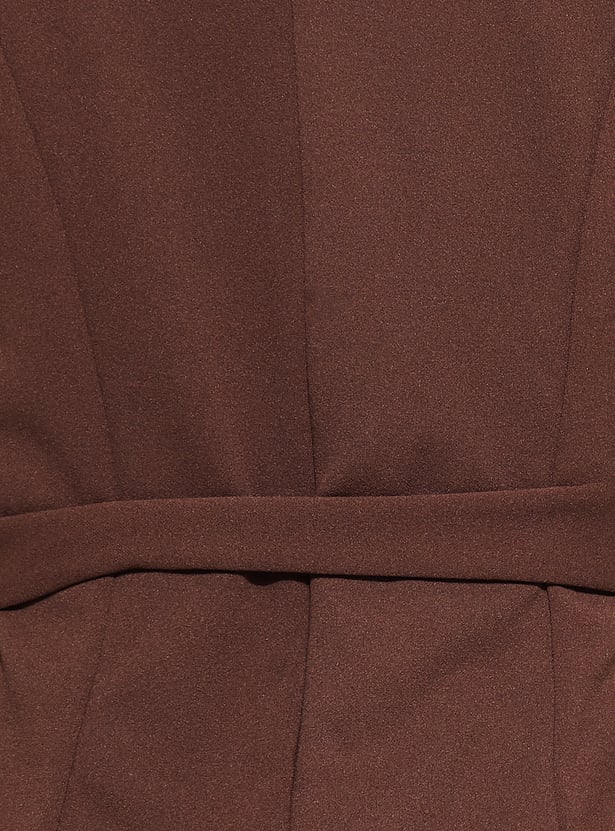 CODE Solid Belted A-line Dress