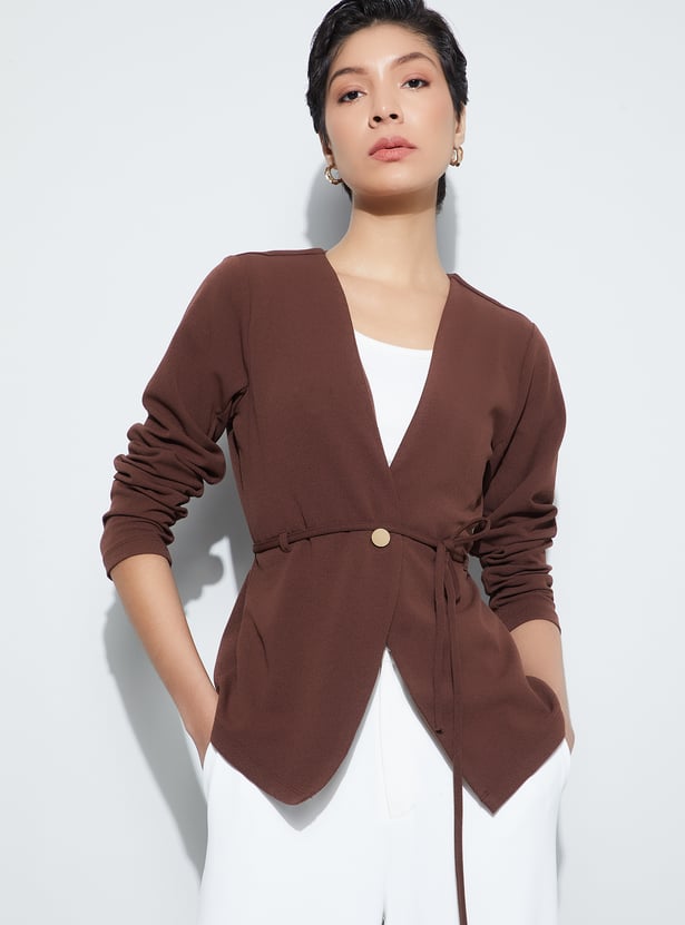 CODE Belted Front Open Jacket