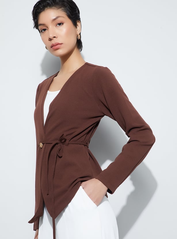 CODE Belted Front Open Jacket