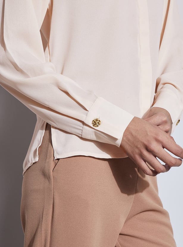 CODE Solid Shirt with Decorative Buttons