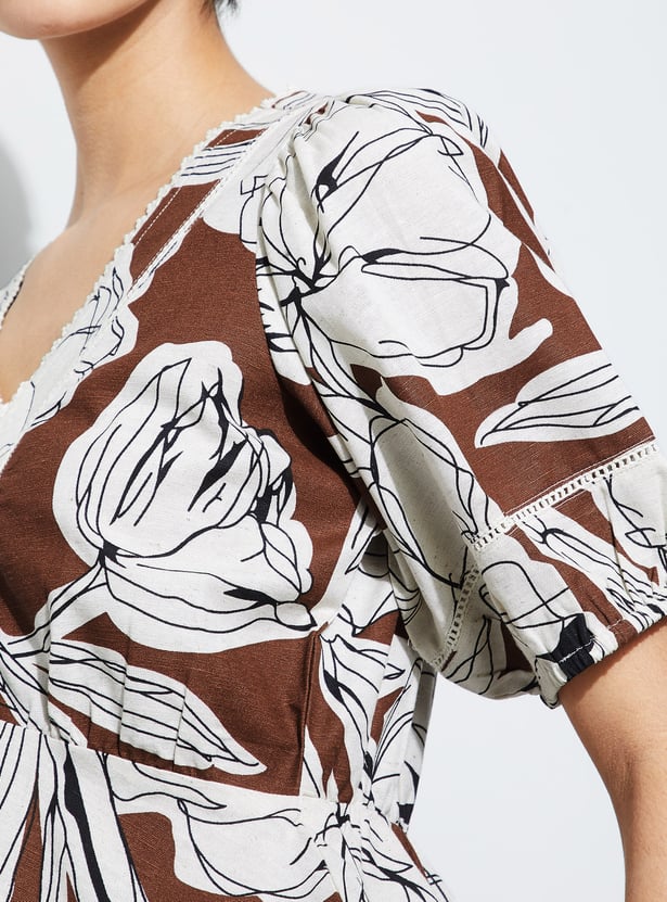 CODE Floral Print Peplum Top