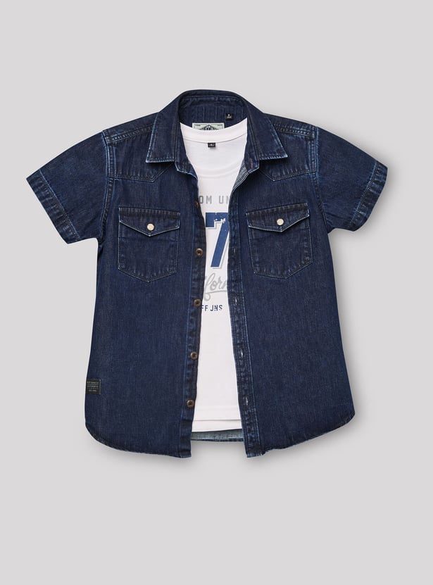 RUFF KIDS Solid Shirt With T-shirt