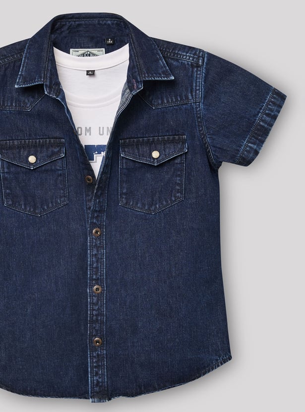 RUFF KIDS Solid Shirt With T-shirt