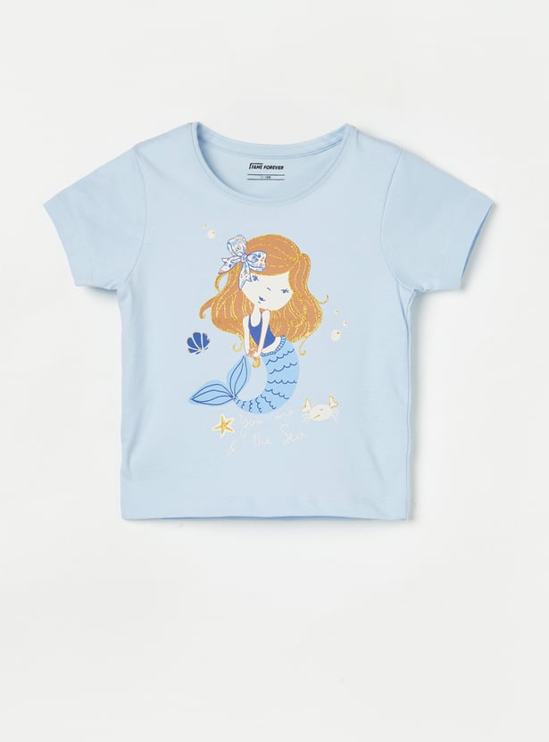 FAME FOREVER Girls Mermaid Graphic Print T-shirt