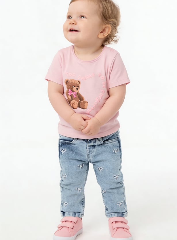 FAME FOREVER Girls Teddy Graphic Print T-shirt