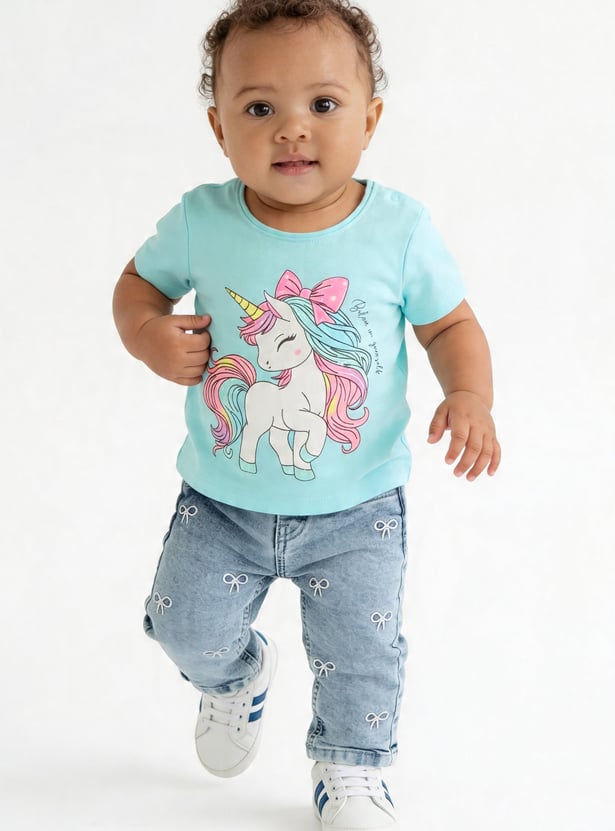 FAME FOREVER Girls Unicorn Print T-shirt