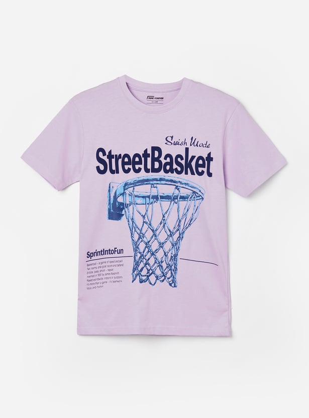 FAME FOREVER Boys Basketball Graphic Print T-shirt