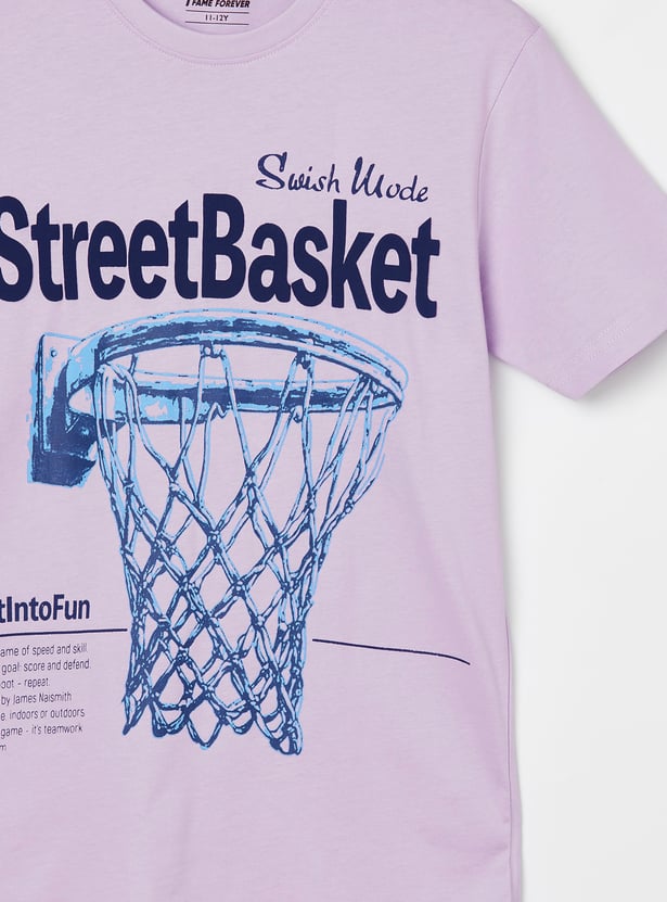 FAME FOREVER Boys Basketball Graphic Print T-shirt
