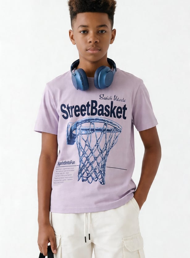 FAME FOREVER Boys Basketball Graphic Print T-shirt