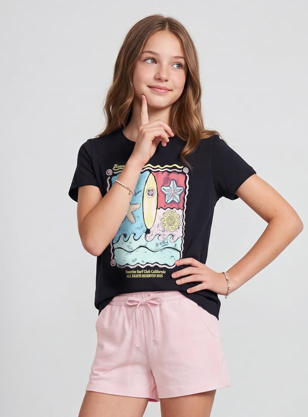FAME FOREVER Girls Graphic Print T-shirt