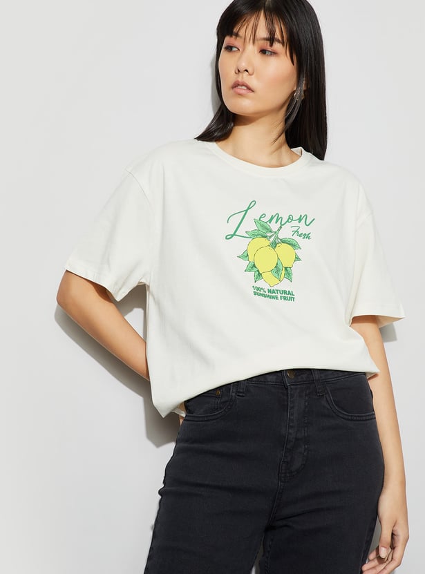 FAME FOREVER Lemon Print T-shirt
