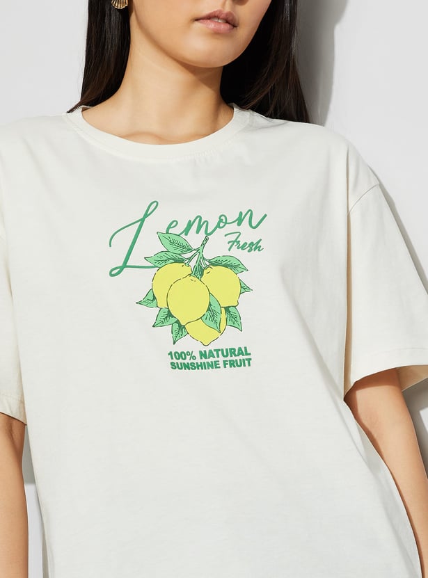 FAME FOREVER Lemon Print T-shirt