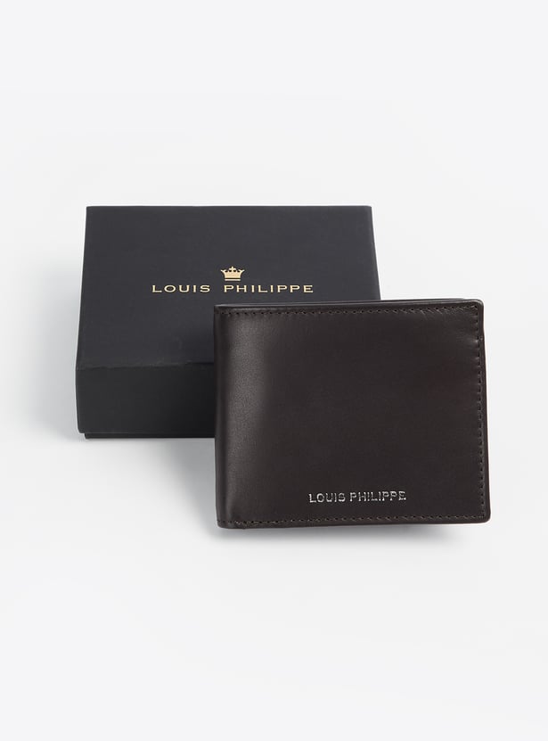 LOUIS PHILIPPE Solid Leather Bi-Fold Wallet