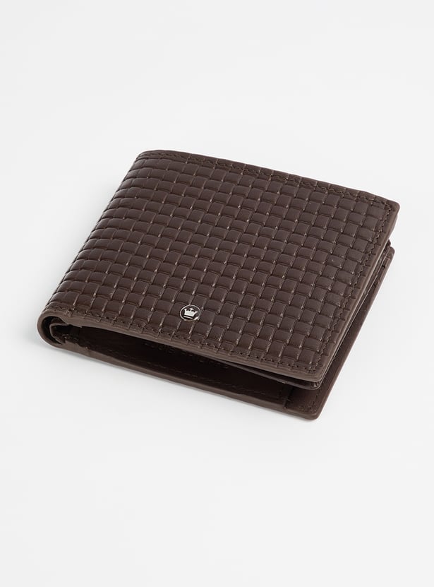 LOUIS PHILIPPE Basket Weave Leather Bi-Fold Wallet