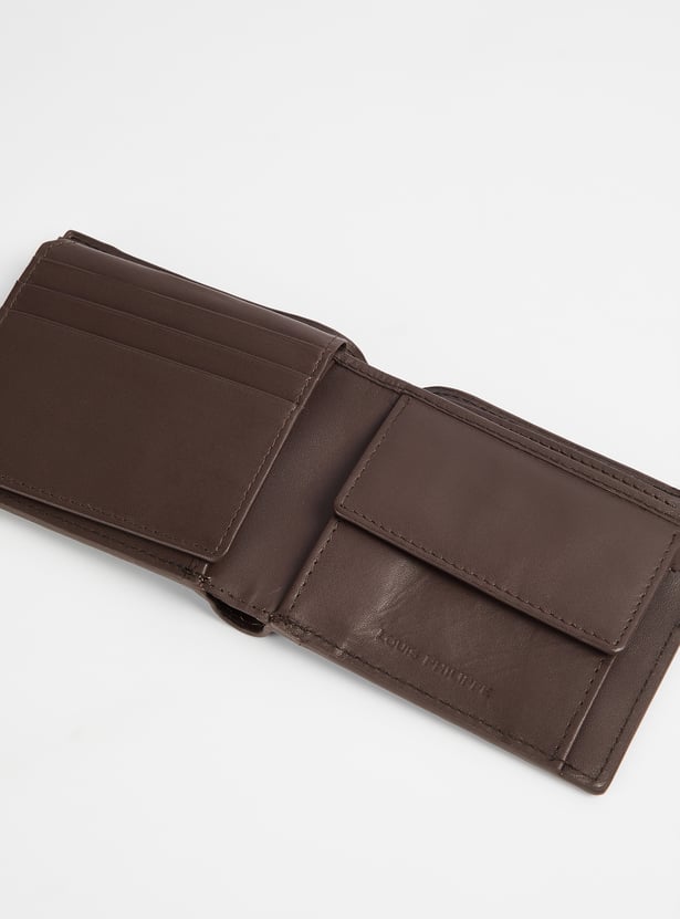 LOUIS PHILIPPE Basket Weave Leather Bi-Fold Wallet