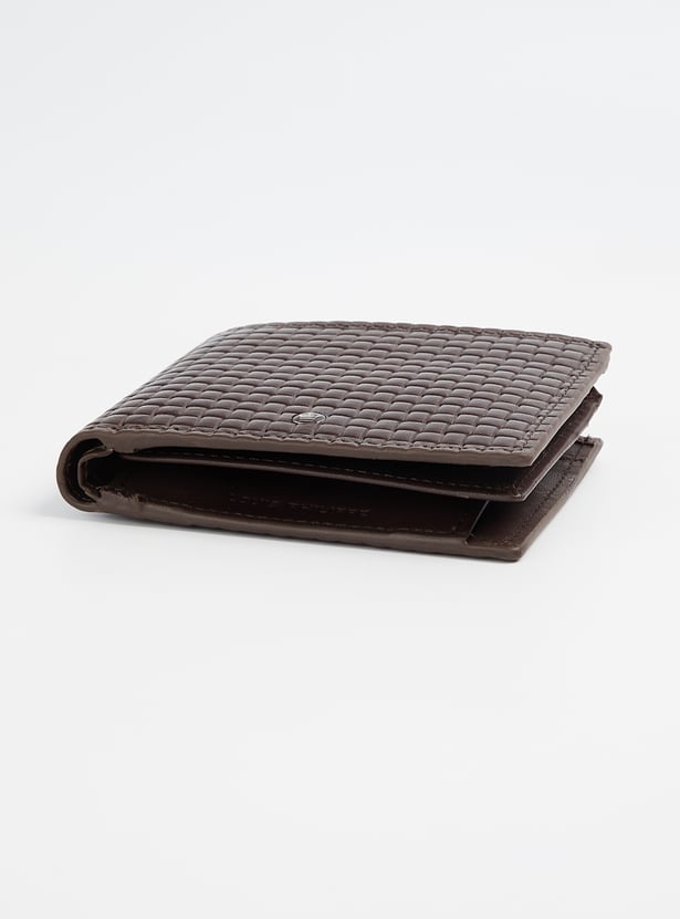 LOUIS PHILIPPE Basket Weave Leather Bi-Fold Wallet