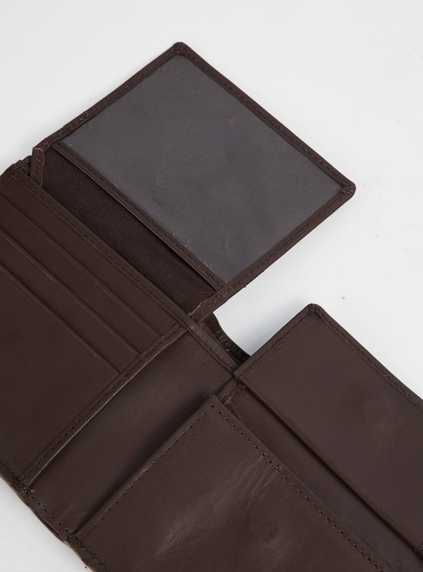 LOUIS PHILIPPE Basket Weave Leather Bi-Fold Wallet
