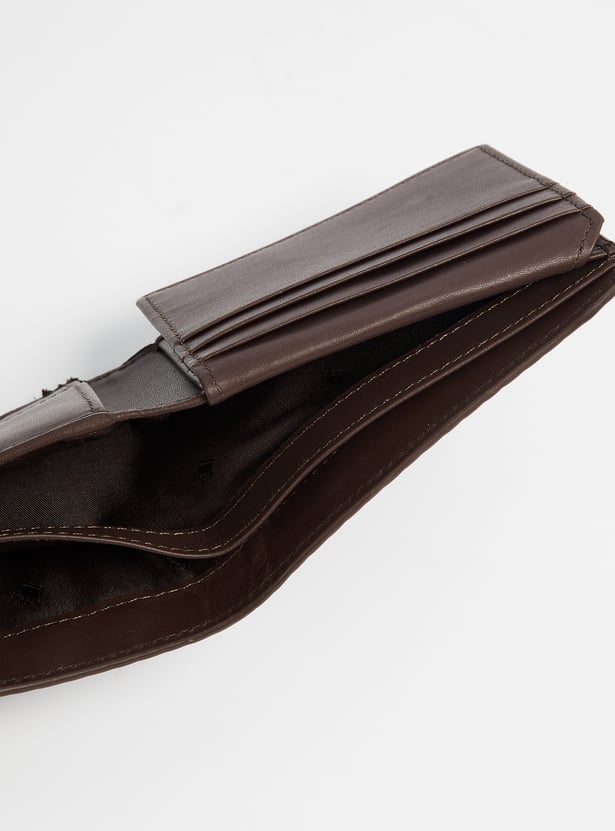 LOUIS PHILIPPE Basket Weave Leather Bi-Fold Wallet