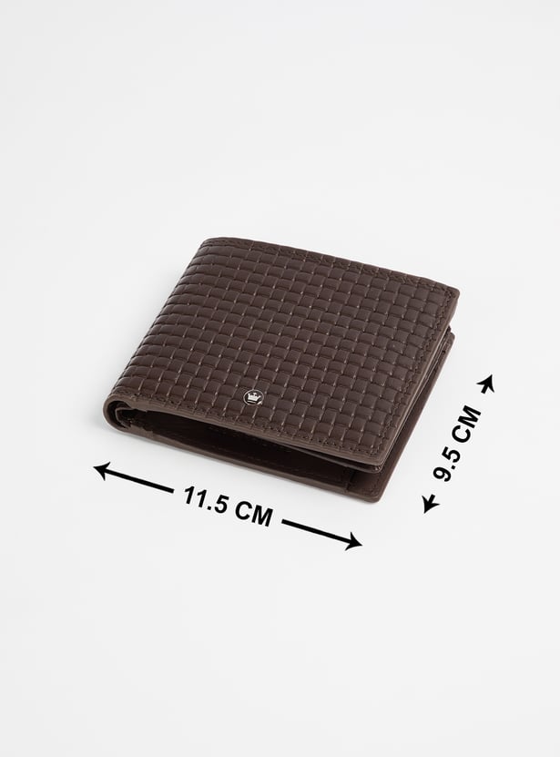 LOUIS PHILIPPE Basket Weave Leather Bi-Fold Wallet