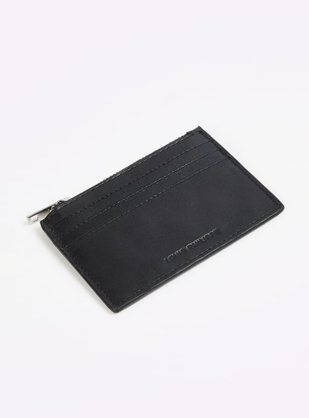 LOUIS PHILIPPE Solid Zip Card Case