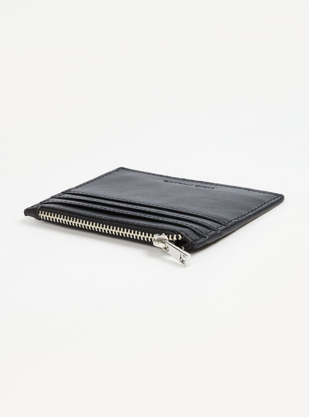 LOUIS PHILIPPE Solid Zip Card Case