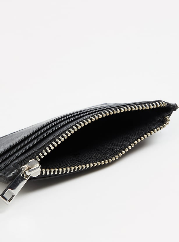 LOUIS PHILIPPE Solid Zip Card Case