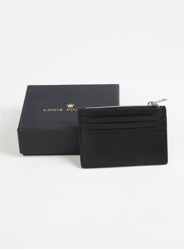 LOUIS PHILIPPE Solid Zip Card Case