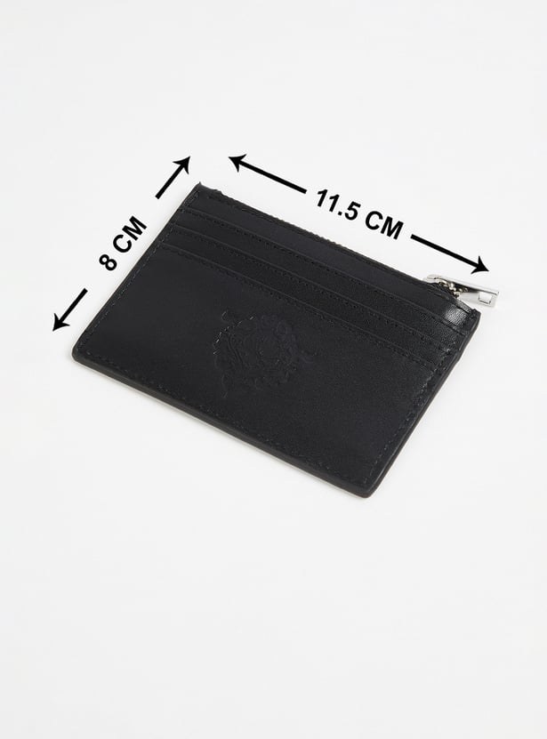LOUIS PHILIPPE Solid Zip Card Case