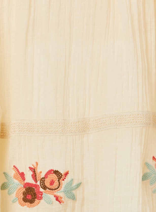 PEPPERMINT Girls Embroidered A-line Dress with Belt