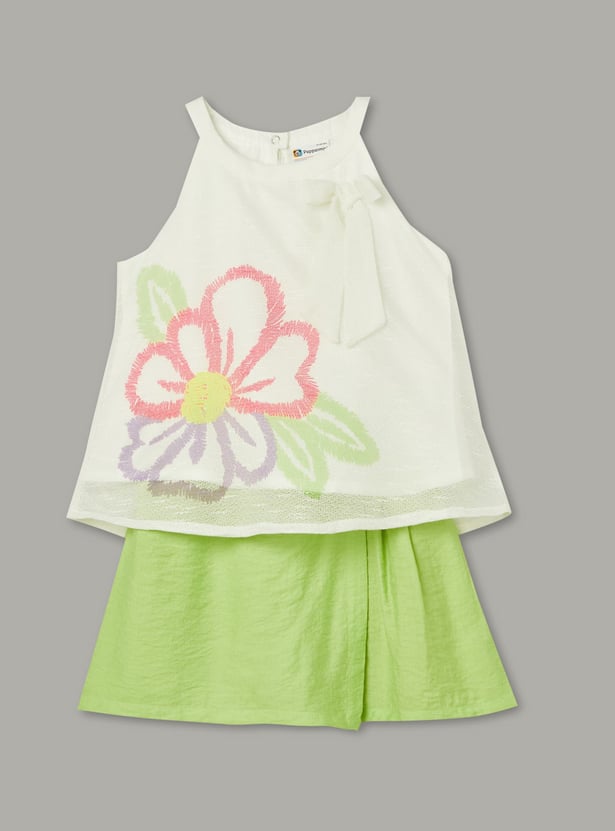 PEPPERMINT Girls Printed Top with Skort
