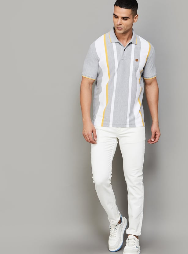 FAHRENHEIT Striped Polo T-shirt