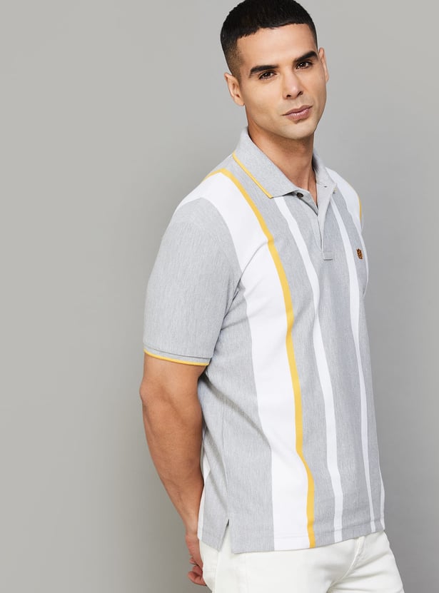 FAHRENHEIT Striped Polo T-shirt