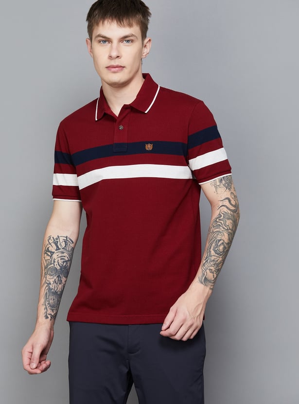 FAHRENHEIT Striped Polo T-shirt