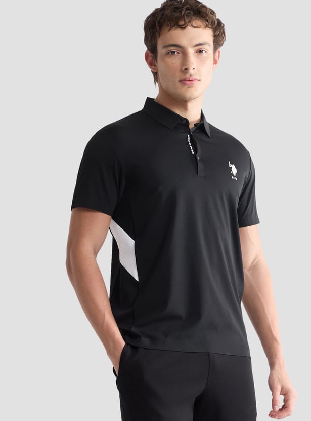 US POLO ASSN Solid Slim Fit Sports Polo T-shirt