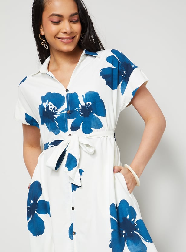 COLOUR ME Floral Print Shirt Dress
